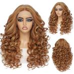 Luxe lace front pruik lang krullend haar ginger roodblond Ca, Nieuw, Pruik of Haarverlenging, Verzenden