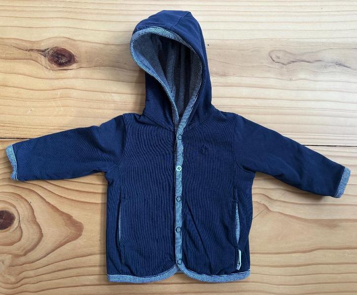Noppies vest / jasje - Reversible - Navy / Blauw - Maat 56, Kinderen en Baby's, Babykleding | Maat 56, Zo goed als nieuw, Jongetje