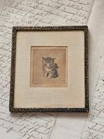 Charmant katje van META PLÜCKEBAUM 'Regenwetter' / ets, Antiek en Kunst, Ophalen of Verzenden