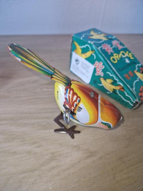 antiek speelgoed eten vogeltje opwindbaar blik 12 cm lang, Antiek en Kunst, Antiek | Speelgoed, Ophalen of Verzenden