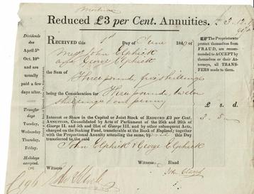 Reduced £ 3 per cent Annuities 1849 - sum of 3 pounds, 5 sh. beschikbaar voor biedingen