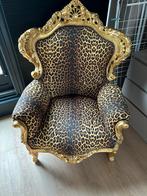 Panter relax stoel goud kitsch brocant barok, Huis en Inrichting, Stoelen, Gebruikt, Kitsch Brocant Barok, Hout, Eén
