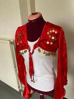 Rood hesje met rinkelende muntjes en vleermuismouwen, Ophalen of Verzenden, Zo goed als nieuw, Kostuum, Carnaval