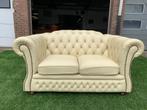 Chesterfield Blenheim originele Springvale 2 zit leren bank, Rechte bank, Hout, 75 tot 100 cm, Zo goed als nieuw