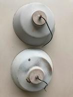 Emaille hanglampen, grijs, 2x, Gebruikt, Ophalen of Verzenden, Metaal, Minder dan 50 cm