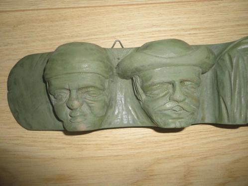 Oud houten pijpenrek met 5 houtsnijwerk hoofden gezichten, Antiek en Kunst, Kunst | Beelden en Houtsnijwerken, Ophalen of Verzenden