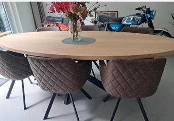 Ovale eettafel 240x100cm met metalen matrixpoot beschikbaar voor biedingen