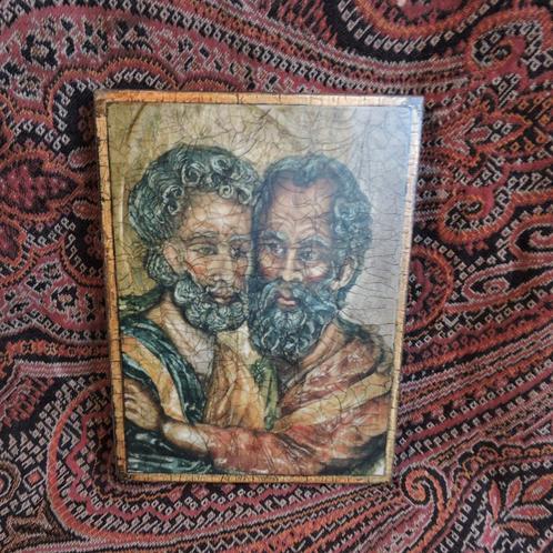 Ikoon petrus en paulus afbeelding op hout Frits Spies, Verzamelen, Religie, Zo goed als nieuw, Christendom | Katholiek, Ophalen of Verzenden