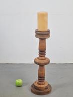 Vintage brutalist hout vloer kandelaar hout mid century '60