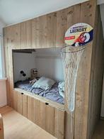 Steigerhouten Bedstee met Lade, Ophalen, 180 cm of meer, 85 tot 100 cm