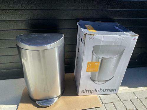 Simplehuman Semi-Round Deluxe Pedaalemmer 40 Liter nieuw, Huis en Inrichting, Woonaccessoires | Prullenbakken, Nieuw, Rvs, 40 liter of meer