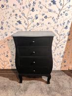 Zwarte commode met 4 lades, Ophalen, Minder dan 50 cm, Gebruikt, Barok