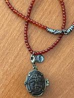 Prachtige “ Exoal” carneool ketting met Boeddha  medaillon., Sieraden, Tassen en Uiterlijk, Antieke sieraden, Verzenden, Overige materialen