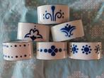 set wit - blauw emaille servetringen vintage, Ophalen of Verzenden