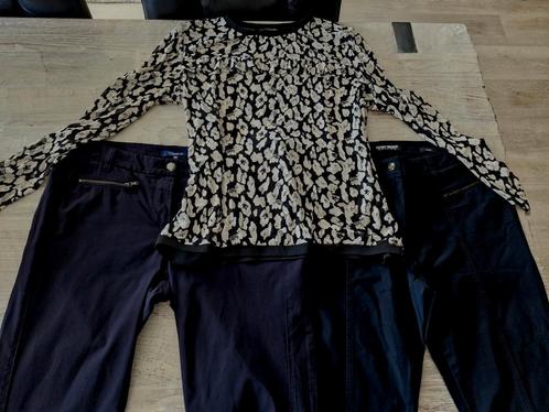 2x GARDEUR GERRY WEBER BROEK PANTALON zwart 42 gratis shirt, Kleding | Dames, Broeken en Pantalons, Zo goed als nieuw, Maat 42/44 (L)