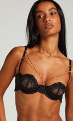 Hunkemoller Zwarte BH met kanten details 80E nieuw, Hunkemöller, Ophalen of Verzenden, Zwart, BH