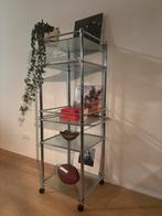 Industriële stellingkast op wielen - chroom & draadstaal, Ophalen, Gebruikt