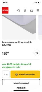Hema moltonNIEUW80x200/2voor20.00, Huis en Inrichting, Ophalen of Verzenden, Zo goed als nieuw, Eenpersoons, Wit