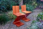 Cassina Rietveld 2 Zig Zag stoelen, Huis en Inrichting, Ophalen, Twee, Bruin, De Stijl