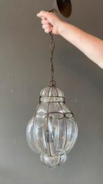 Brocante hanglamp van Venetiaans geblazen glas, Minder dan 50 cm, Glas, Ophalen of Verzenden, Zo goed als nieuw