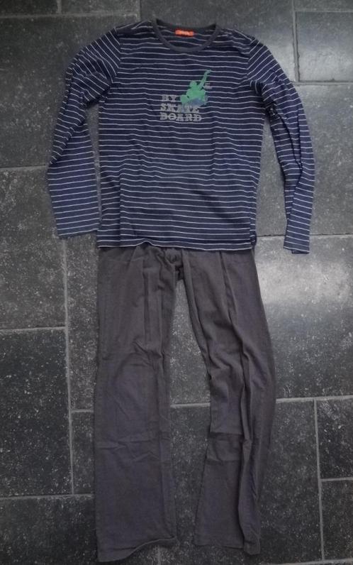PYJAMA: broek (grijs) met shirt (blauw) maat 170 - 176 HEMA, Kinderen en Baby's, Kinderkleding | Maat 170, Zo goed als nieuw, Jongen