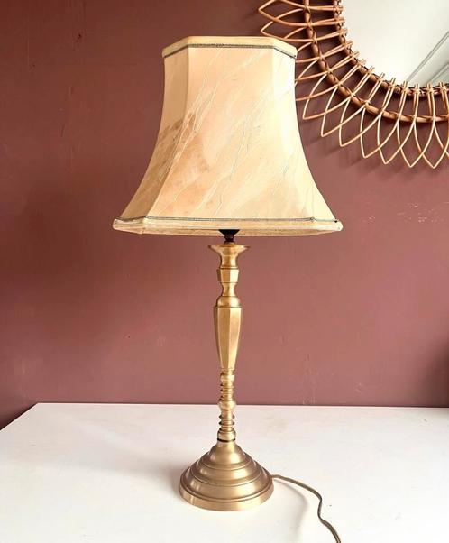 Vintage grote messing tafellamp, Huis en Inrichting, Lampen | Tafellampen, Gebruikt, Minder dan 50 cm, Ophalen of Verzenden