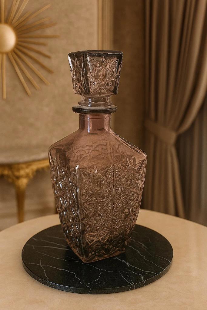 Vintage Smoky Textured Karaf, Antiek en Kunst, Antiek | Glas en Kristal, Ophalen of Verzenden