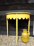 Gele antieke Site table, Huis en Inrichting, Tafels | Sidetables, Ophalen, Gebruikt, 50 tot 100 cm, Teakhout