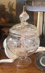 Kristallen antieke bowlpot met lepel Koopje, Antiek en Kunst, Antiek | Glas en Kristal, Ophalen of Verzenden