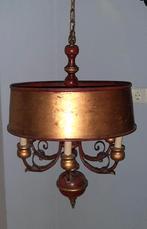 Zesarmige kroonluchter metaal en hout, Huis en Inrichting, Ophalen, Gebruikt, Metaal