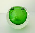 Glazen bol helder met groen gedeelte Murano 3740-g, Antiek en Kunst, Antiek | Glas en Kristal, Ophalen of Verzenden