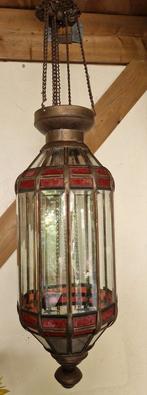 Glas in Lood Hanglamp met Ketting, Antiek en Kunst, Ophalen