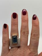 B733 Prachtige massief zilveren ring aquamarijn maat 17,5, Ophalen of Verzenden, X, Dame, Zilver