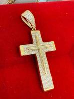 Prachtige 14 kt gouden kruis hanger | 585 ITALY, Sieraden, Tassen en Uiterlijk, Kettinghangers, Ophalen of Verzenden, Nieuw, Goud