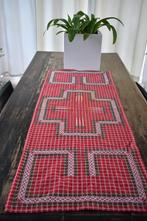 Vintage retro tafel kleed rood geel groen wit jaren 70, Ophalen of Verzenden, Gebruikt, Rechthoek