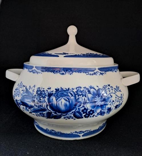 Porseleinen dekschaal met blauw-wit bloemmotief Kahla, Huis en Inrichting, Keuken | Servies, Zo goed als nieuw, Schaal of Schalen