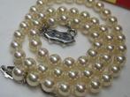 Mooi vintage Parelketting halsketting 40 cm, Met edelsteen, Ketting, Zilver, Ophalen