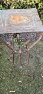 Robuuste plantentafel van smeedijzer+blad van zink(brocante), Tuin en Terras, Ophalen of Verzenden, Gebruikt, Rechthoekig, Metaal
