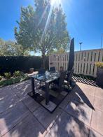 Gietijzeren tafel met 3 marmeren bladen, Tuin en Terras, Tuintafels, Ophalen, Zo goed als nieuw, Rechthoekig, Overige materialen
