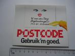 sticker Postcode ptt 1978 post adres strip smile retro, Verzamelen, Stickers, Overige typen, Zo goed als nieuw, Verzenden