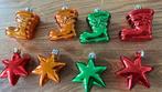 8 Plastic kerstballen/ kerststerren/ kerstversiering rood, Diversen, Kerst, Ophalen of Verzenden, Nieuw