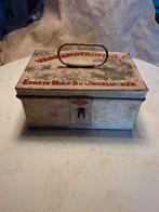 brocante verbandtrommel met inhoud 21x15x9,5 cm, Verzamelen, Ophalen of Verzenden, Gebruikt, Overige merken