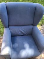 Fauteuil, stof, blauw, Huis en Inrichting, Fauteuils, Ophalen, Gebruikt, Stof, 50 tot 75 cm