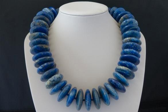 LAPIS LAZULI (3 cm) ketting/oorhanger-set, Sieraden, Tassen en Uiterlijk, Antieke sieraden, Overige typen, Overige materialen
