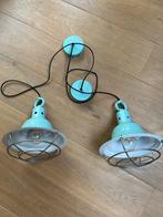 Loods 5 Hanglampen - Lichtblauw (2 stuks), Huis en Inrichting, Lampen | Hanglampen, Ophalen, Zo goed als nieuw, Metaal, Minder dan 50 cm