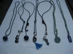 a beautiful stone lange ketting edelsteen leer uniek, Sieraden, Tassen en Uiterlijk, Kettingen, Ophalen of Verzenden, Nieuw, Steen of Mineraal