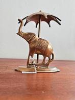 Vintage Messing Olifant Met Parasol Paraplu Koper, Antiek en Kunst, Ophalen of Verzenden