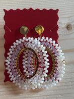 Nieuw! Statement oorbellen / Ovaal / goudkleurig - wit, Ophalen of Verzenden, Nieuw, Wit, Overige materialen