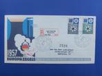 Postzegel NL 1957 FDC 32 Europazegels met Aantekenstrookje, Postzegels en Munten, Postzegels | Nederland, Verzenden, Na 1940, Gestempeld