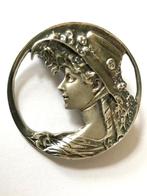 925 zilveren prachtige jugendstil hanger floraal mooie dame, Sieraden, Tassen en Uiterlijk, Antieke sieraden, Ophalen, Zilver